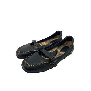 Born US 11 EU 42 Mary Jane Comfort Black Pebbled Leather Flat Loafers Shoes